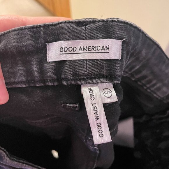 GOOD‎ AMERICAN GOOD WAIST CROP BLACK 12/31 - Picture 2 of 8